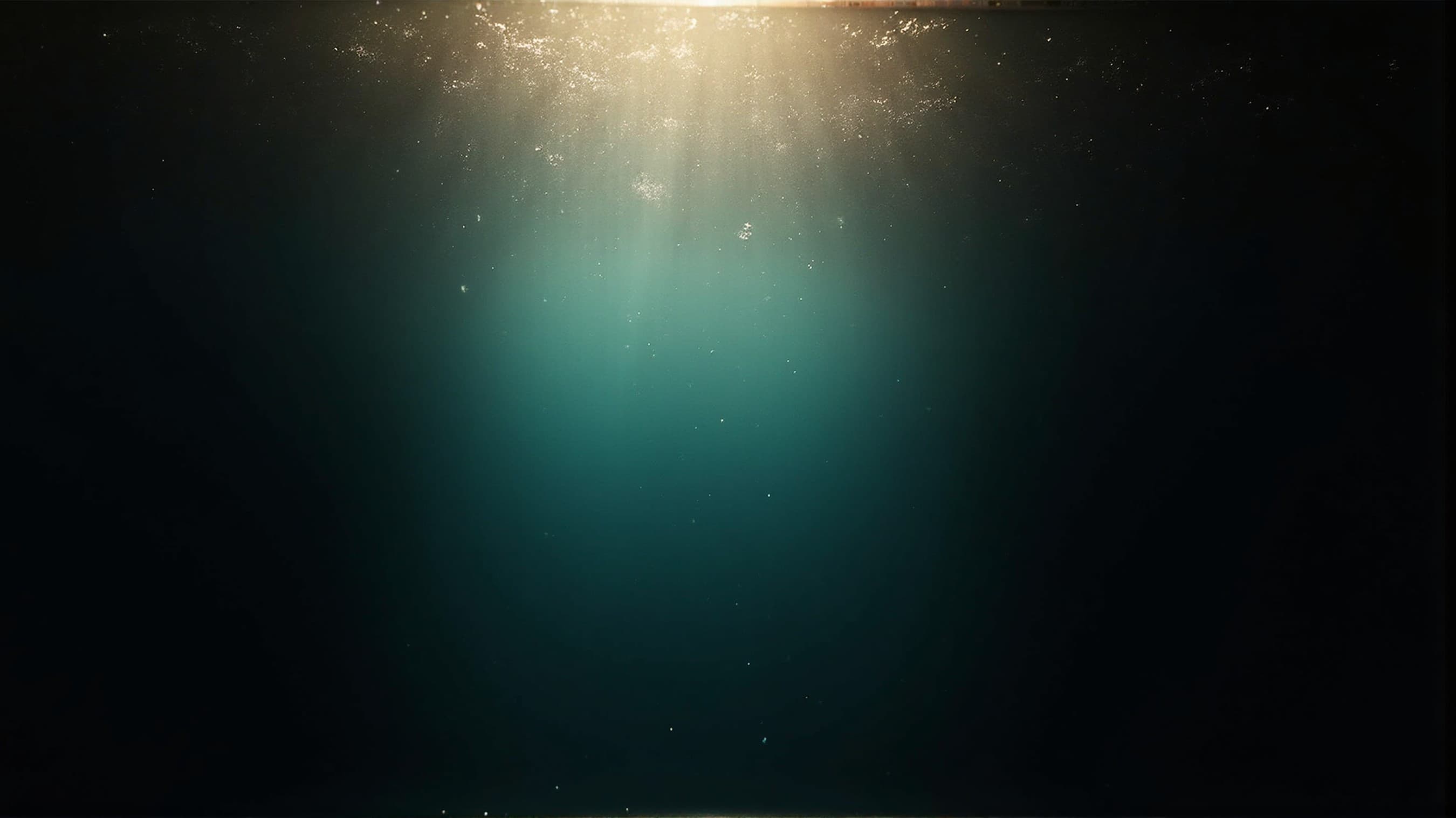 Wasser-Querschnitt von der Seite — Lichtbrechungen oben, Dunkelheit unten